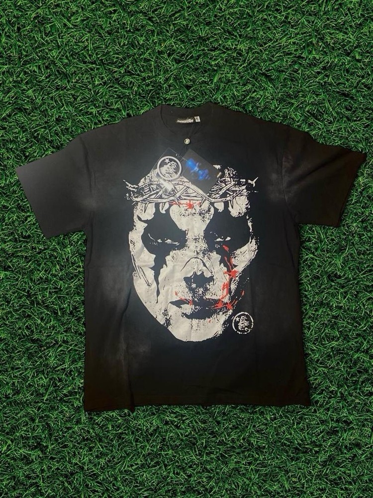 Hellstar Men’s Black Graphic Print Crew Neck Short Sleeve T-Shirt Logo