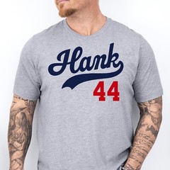 HANK 44, Baseball HOF themed Pre-Shrunk Ring Spun Cotton T-Shirt