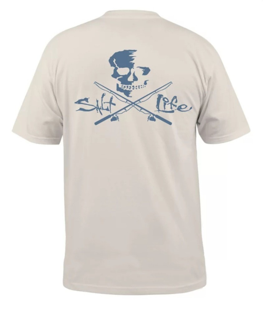Salt Life Men’s “Skull and Poles”, Short Sleeve Graphic T-Shirt, Lg or XL