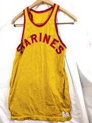 Vintage 40’s 50’s US Marines Yellow Basketball Jersey Coane Athletic Knit 36