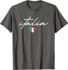 Italian Flag Italy Vintage Italia Heart Cursive Womens Girls T-Shirt