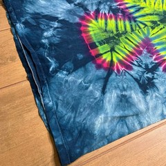Vintage 90s T shirt All Sport Sz Large blue diamond pleated tie-dye cotton Y2K
