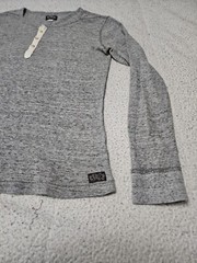 Diesel Industry Henley Stitched Nobel Gray Woven Long Sleeve Shirt SZ Large