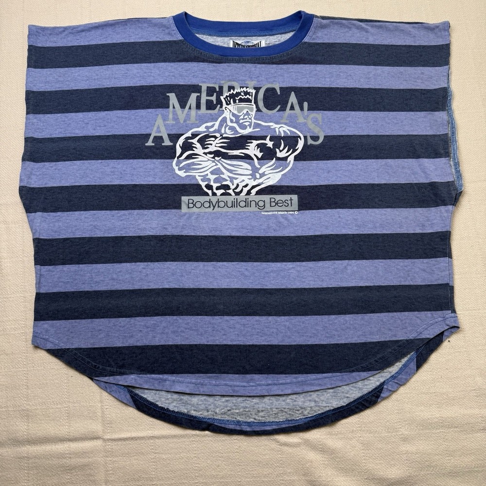 Hustler Vintage 90s Bodybuilding Best Striped Cotton Crew Neck Sleeveless 2