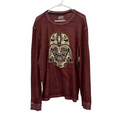 Star Wars Fifth Sun Darth Vader Sugar Skull Thermal Shirt Mens Large Burgundy