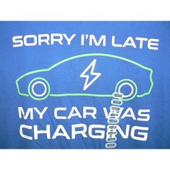 Academy Sports Sorry I’m Late My Car Was Charging Short Sleeve Crew Tee MD $20