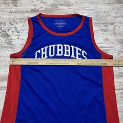 Chubbies Jersey Mens Large Red Blue Sleeveless Tank Top Casual Outdoors
