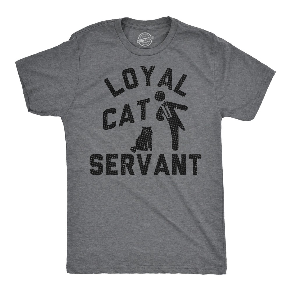 Mens Funny T Shirts Loyal Cat Servant Sarcastic Kitten Lovers Graphic Novelty
