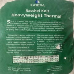 Heavyweight Thermal Large Shirt Long Sleeve White 50% Cotton In Packaging