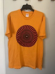 Supreme SS18 Spitfire Classic Swirl T Shirt Tee Bright Orange Red Black Mens L