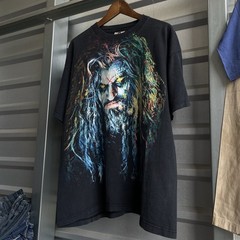 Rare Vintage 90s Winterland Rob Zombie HellBilly Deluxe AOP Band Tee Size XL