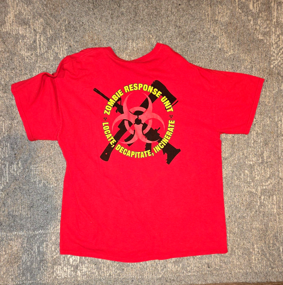 Vintage Rare! ZOMBIE RESPONSE UNIT T-Shirt in Bright RED Men’s Sz XL EUC
