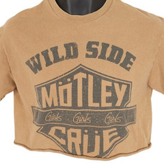 Motley Crue Crop Top T Shirt Mens Size Small Brown Girls Girls Girls Band Tee