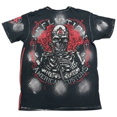 $58 AFFLICTION Black REST IN GREASE Short Sleeve Slim Fit Y2K Mens T-shirt NWT