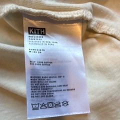 Kith Men’s Beige Graphic Print Logo Crew Neck Long Sleeve Cotton T-Shirt XL