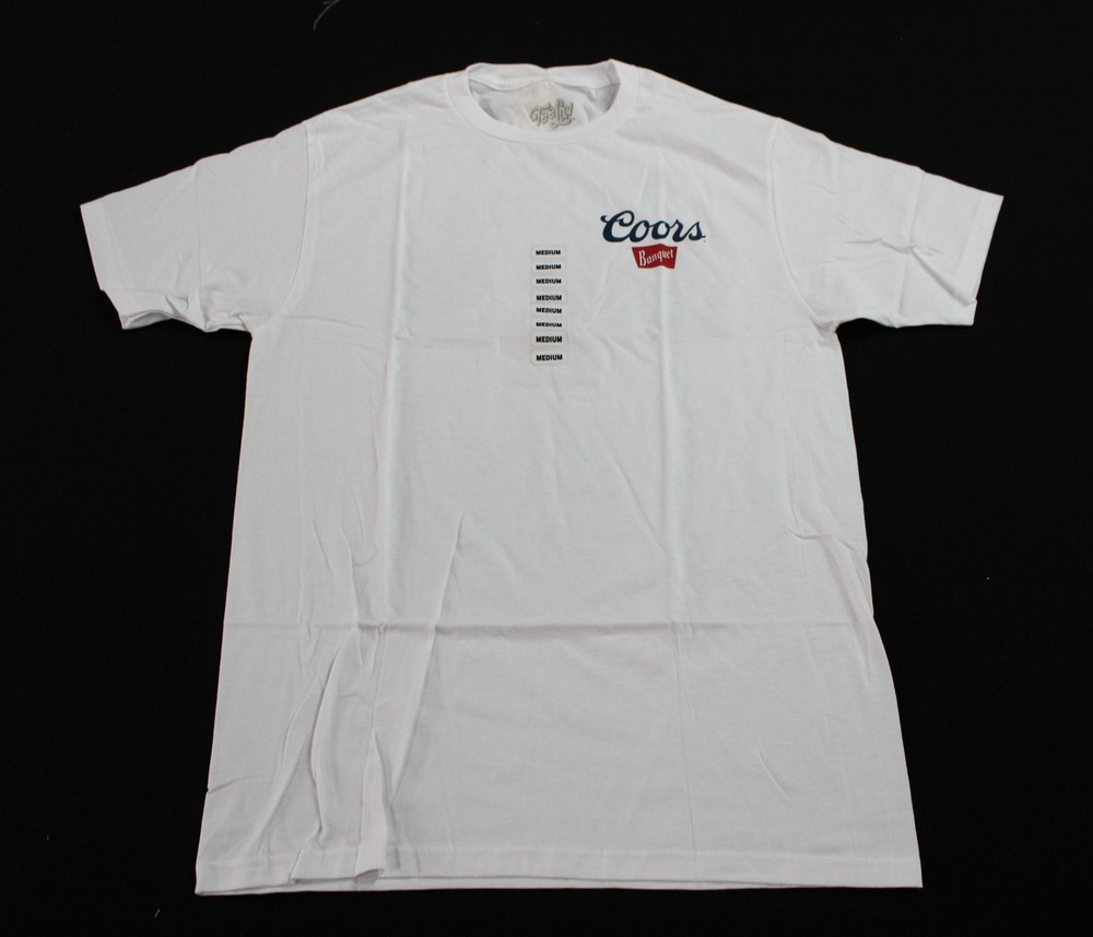 Tee Luv Unisex Adult’s Coors Banquet Beer Front Back Tee EJ3 White Medium NWT