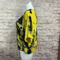 Vintage Tiedye shirt Shoulder Pads Yellow India Women Large Blouse