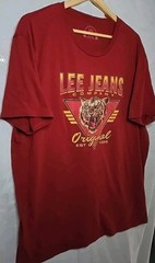 Lee Jeans Company Original T-Shirt, Sz 2XL, Red, Graphic Tiger, 100% Cotton