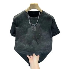 New Men Luxury Fashion Trend Star Cotton Casual Summer Streetwear Black T-Shirt