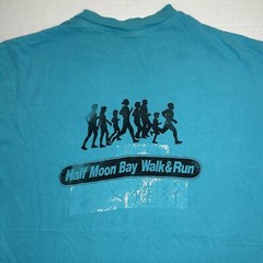 Vintage 90s Half Moon Bay Walk & Run Shirt Marathon Tee Men L Teal Single Stitch