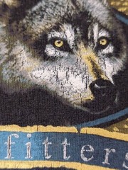 Vtg Alaska Outfitters Wolf Cityscape XXL Men’s Navy T-shirt