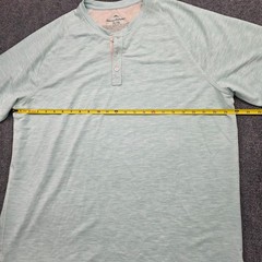 Tommy Bahama Mens XL Henley Shirt Short Sleeve Seafoam Green Heather Recycled