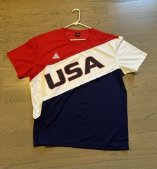 Peak Men’s USA Team 100% Polyester Tee Shirt – 2XL – Red, White, Blue