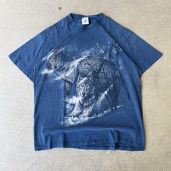 Vintage Mid 90s Wolves In Forest Nature Single Stitch Graphic Tee. Size L