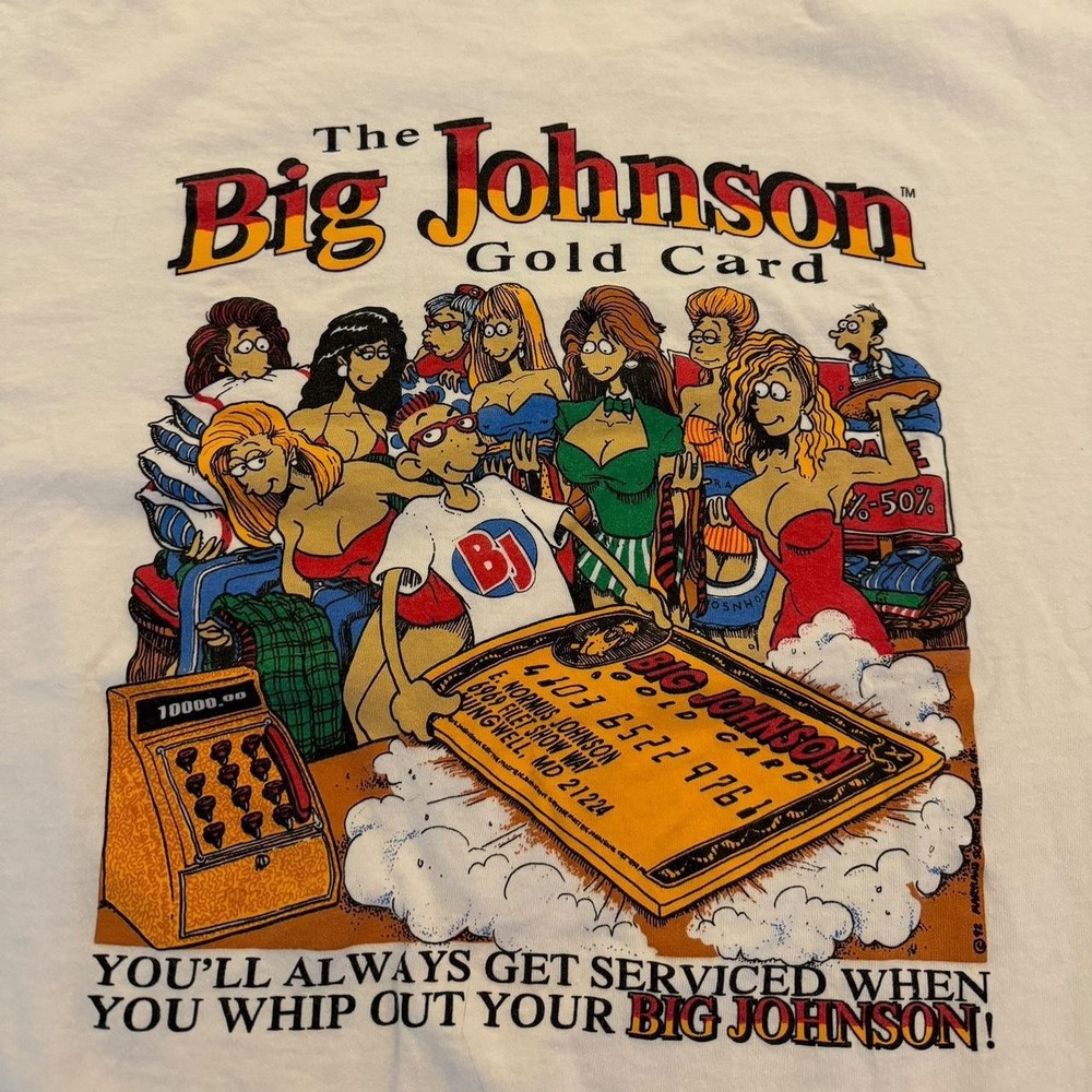 Big Johnson Gold Card 90s Remake Design White Short Sleeve T shirt NH25158