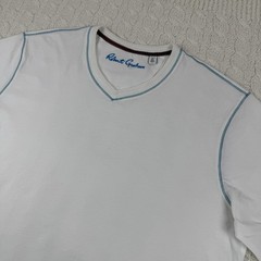 Robert Graham Classic Fit V Neck T-Shirt Men’s Size XL White Knit Supima Cotton