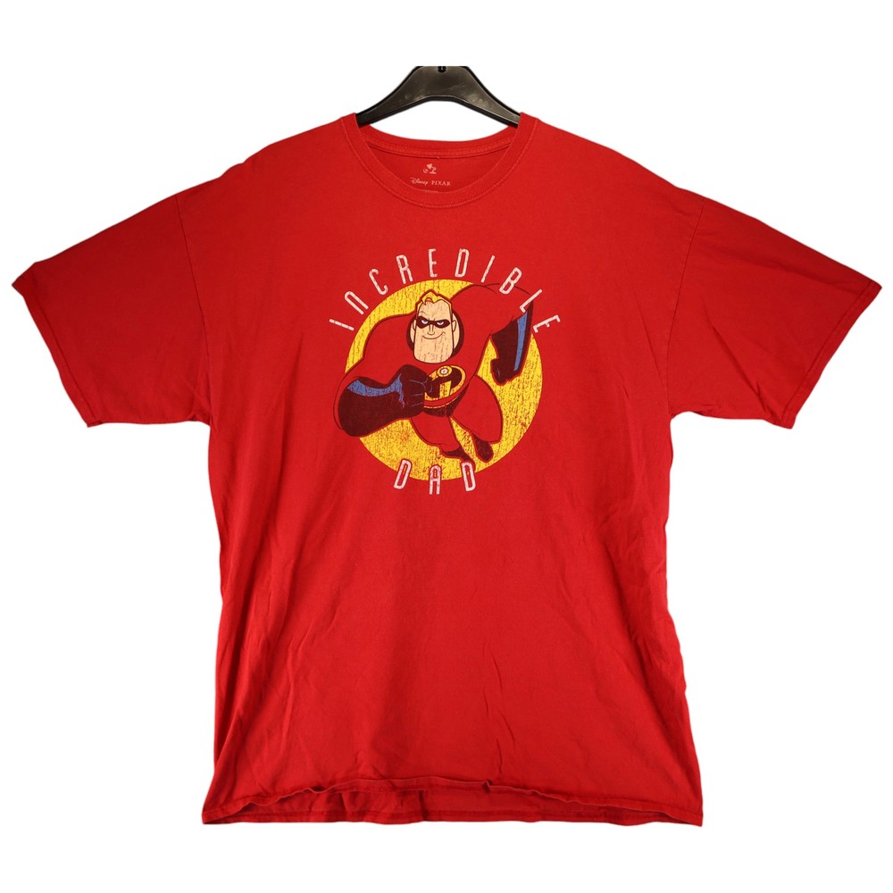 Disney Pixar Mens T-Shirt Size 2XL Red Short Sleeve Crew Neck Cotton Polyester