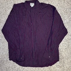 Intl Male Black Satin Stripe Shirt Large Glam Rock Goth Clubwear Vintage 80s
