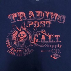 GALT Great American Trading Post Supply T-Shirt Adult Size M Navy Blue Native