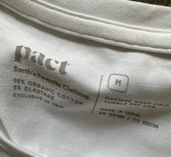 Pact Organic Cotton Long Sleeve T-Shirt Men’s M White Stretch Jersey Crew NWT