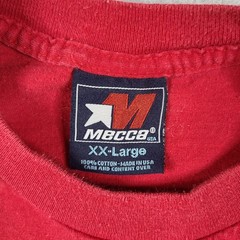 Vintage Mecca Denim Graphic Skate Art Red Tee Shirt XXL Puff Print