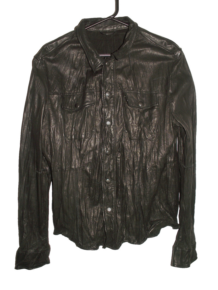 Men’s All Saints LORRIMER LEATHER SHIRT jacket overshirt XL (ref69)