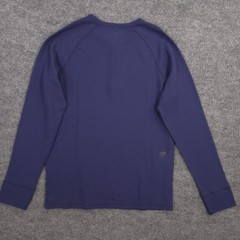 Mack Weldon WARMKNIT Waffle Henley Shirt Mens Small Navy Performance Wool Blend