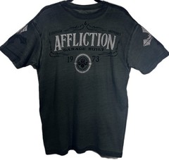 Men’s Affliction Military Green Reversible Short Sleeve Shirt Size Large