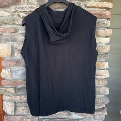TRUE RELIGION Buddha World Tour Hooded Tank Medium Jet Black Drawstring NWT