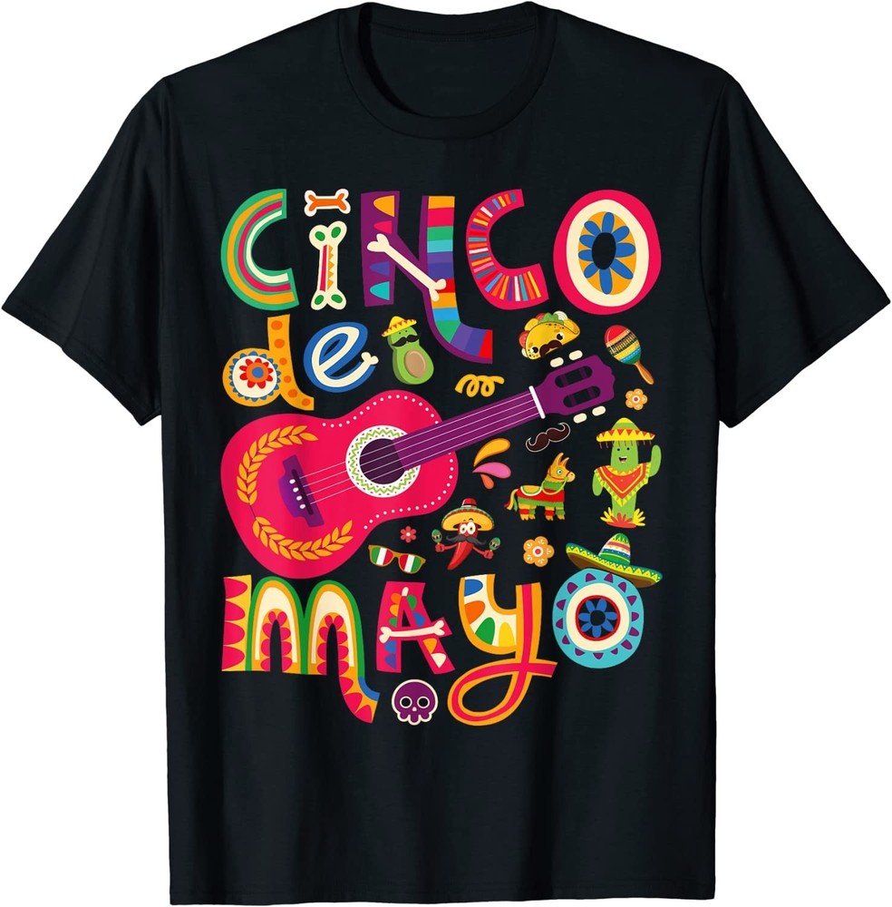 NEW LIMITED Cinco de Mayo, Mexican Taco Guitar Fiesta T-Shirt – MADE IN USA