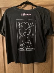 Keith Haring T-Shirt Black With Pink Signature On Back Size M Great Quality