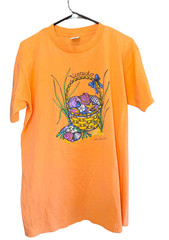 Vintage Nantucket Gifts From The Sea T Shirt Large Orange USA Single Stitch