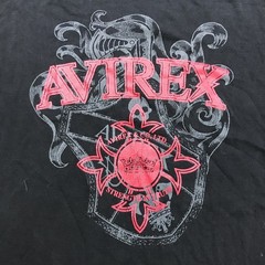 Vintage Avirex Y2K T Shirt Mens 2XL Black Silver Red Crest Gothic Style Cotton