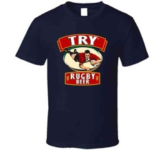 Try Rugby Beer Football Sports Drink Famous Sports Retro Style T Shirt