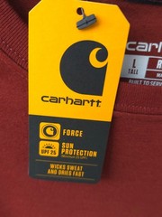 Mens CARHARTT Force Relaxed T-Shirt SMALL Red 106652 UPF25+ FastDry