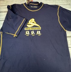 Large Ozoc Jean Co. T-shirt Crown Royal Blue Self Defense Reversible Very Rare