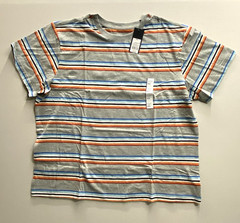 Men’s Short Sleeve T-Shirt Original Use Heathered Gray/Striped Size XXL