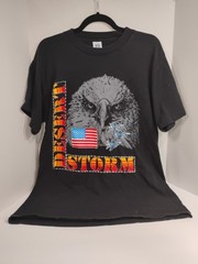 VTG Desert Storm Men’s Sz L T-Shirt USA Flag Eagle Fighter Jet Single Stitch