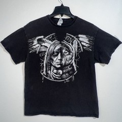 VTG Dreamcatcher American Indian Wolf Shirt Men’s L Liquid Blue Print Delta Pro