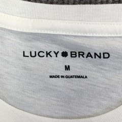 Lucky Brand Shirt Mens Medium White Bear 1990 Clover Arrows Graphic Crewneck Tee